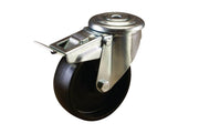 Swivel Bolt Hole Castor with Brake - Polypropylene Wheel, Black I4 - AIMS Industrial Supplies