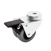 Swivel Bolt Hole Castor with Brake - Rubber Twin Wheel, Grey G2 Series1