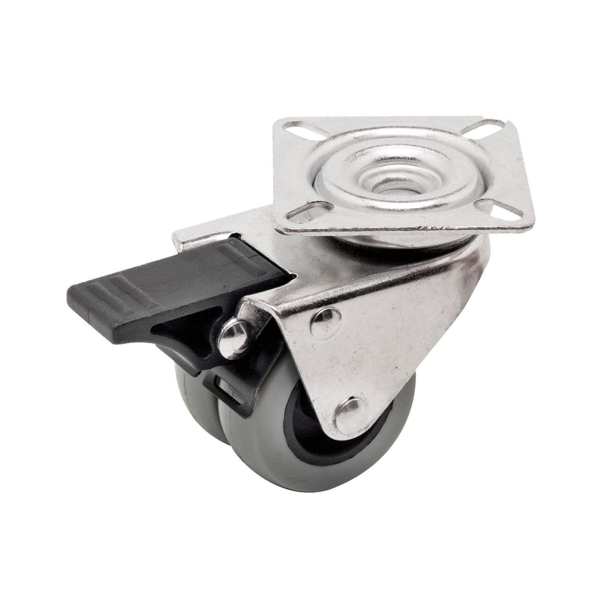 Swivel Plate Castor - Rubber Twin Wheel, Grey G2 Series - AIMS Industrial Supplies