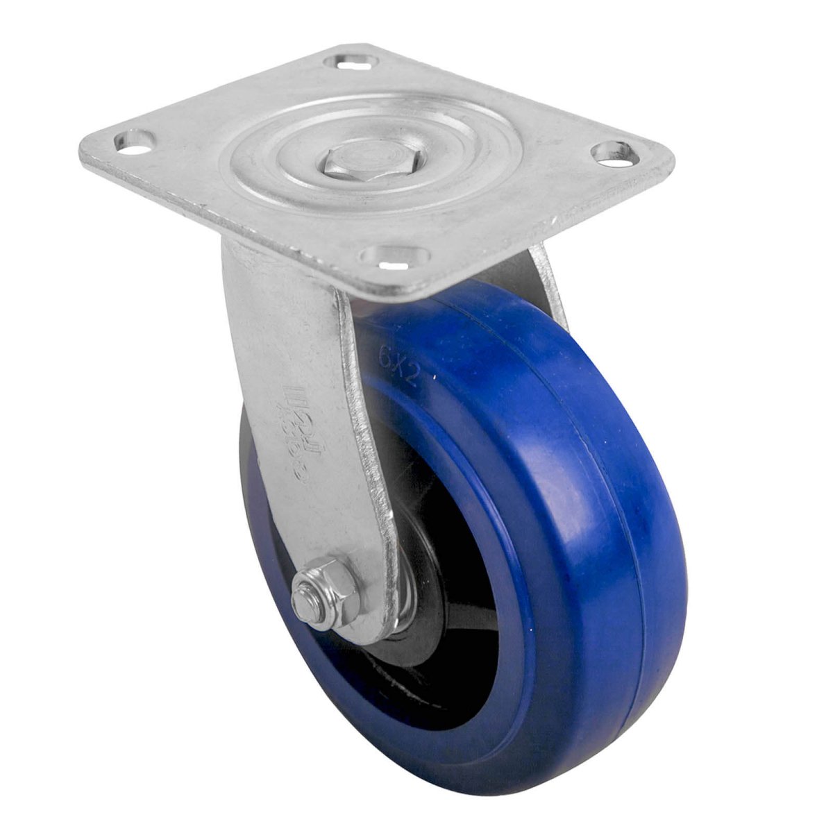 Swivel Plate Castor - Rubber Wheel, Blue J3 Series - AIMS Industrial Supplies