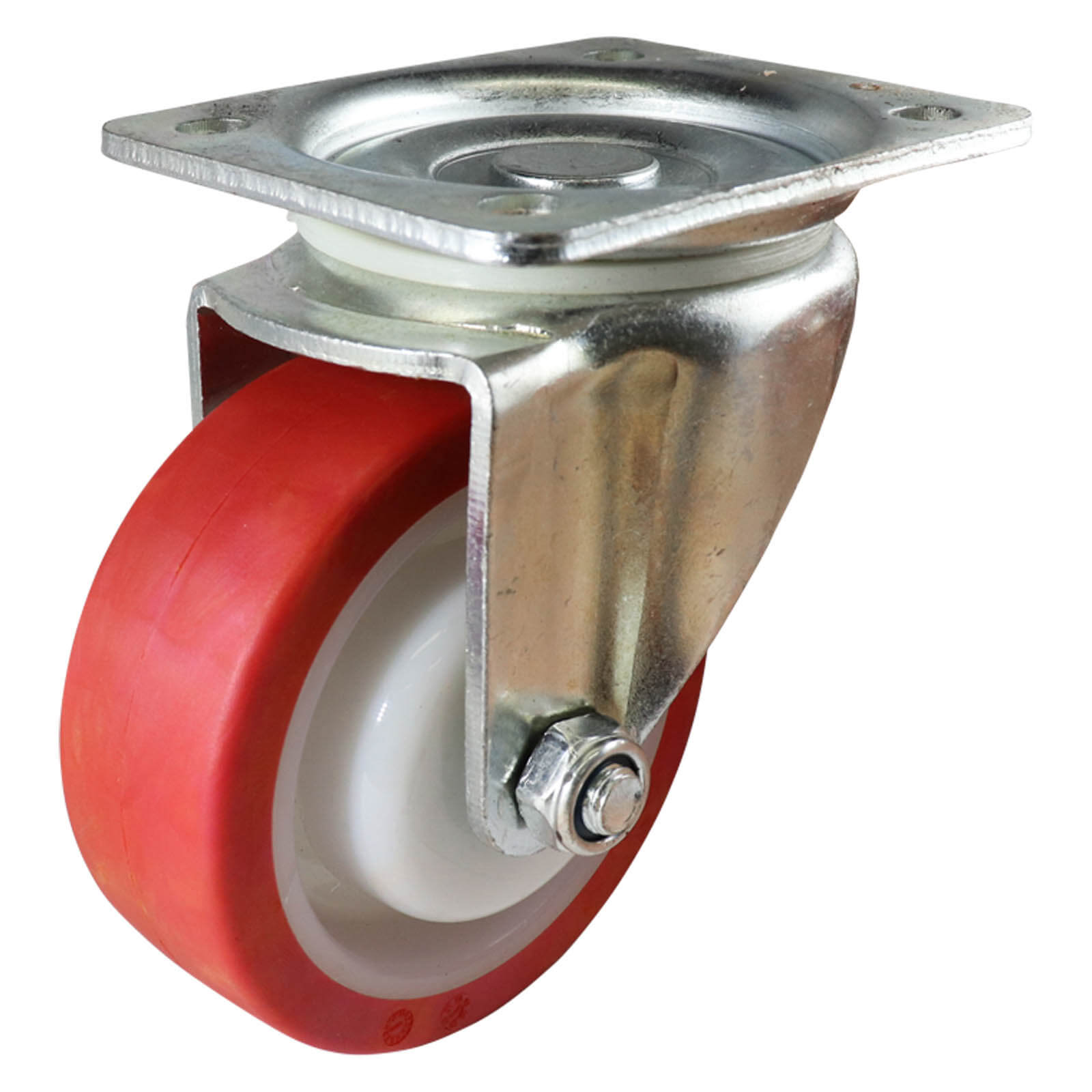 Swivel Plate Castor - Urethane Wheel, Red I3 Series1