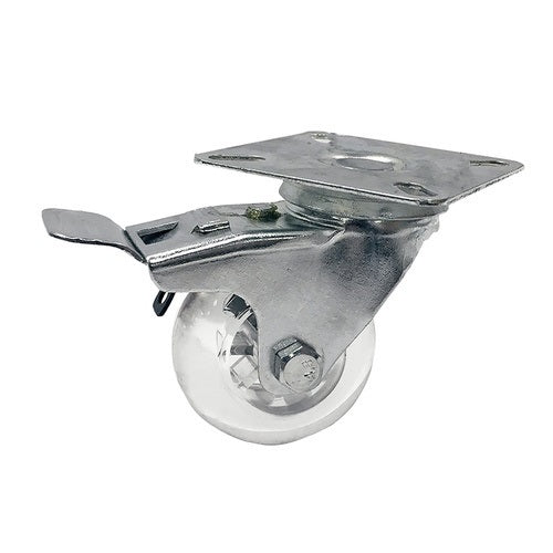 Swivel Plate Castor with Brake - Polycarbonate Wheel Transparent1