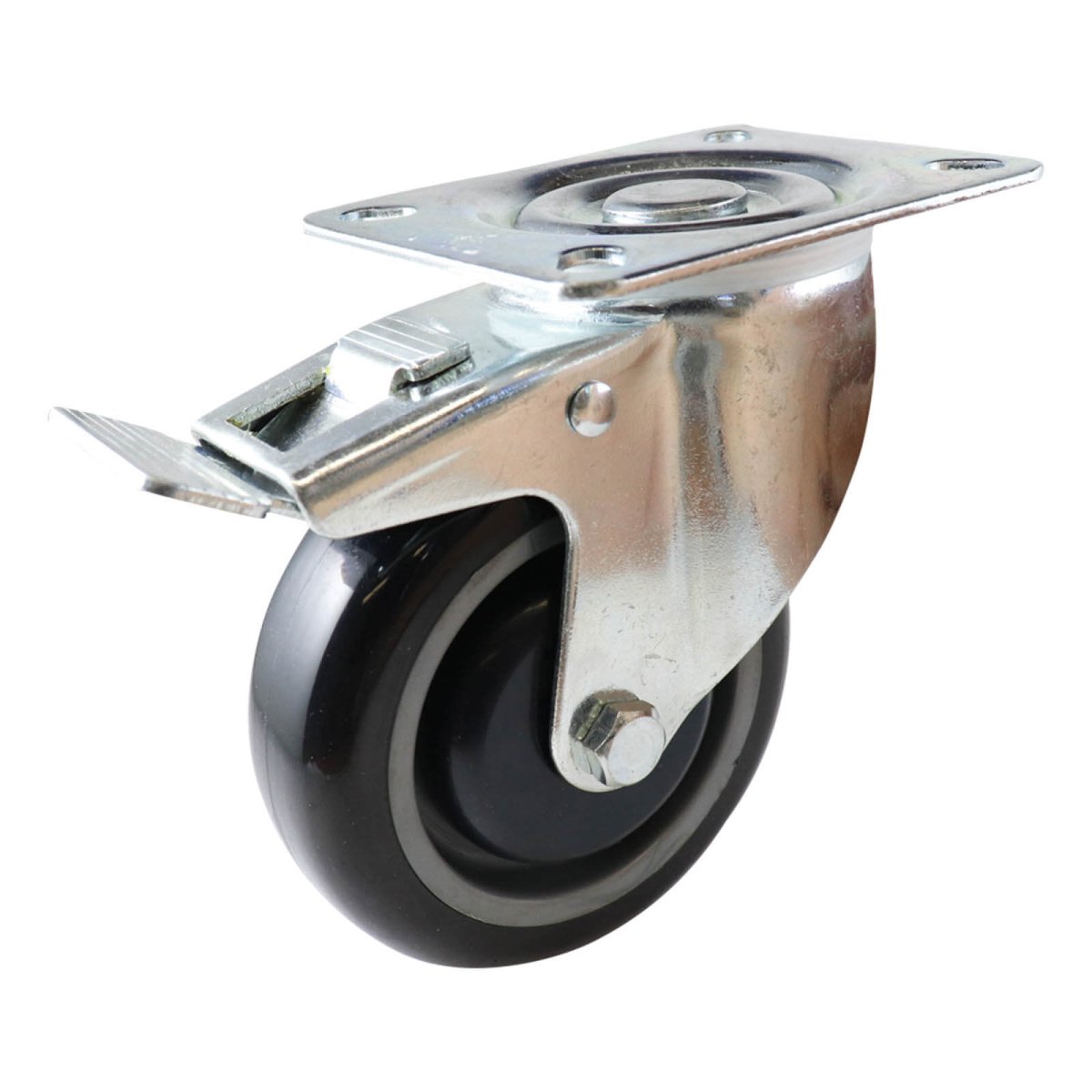 Swivel Plate Castor with Brake - Polyurethane Wheel I4 Series - AIMS Industrial Supplies