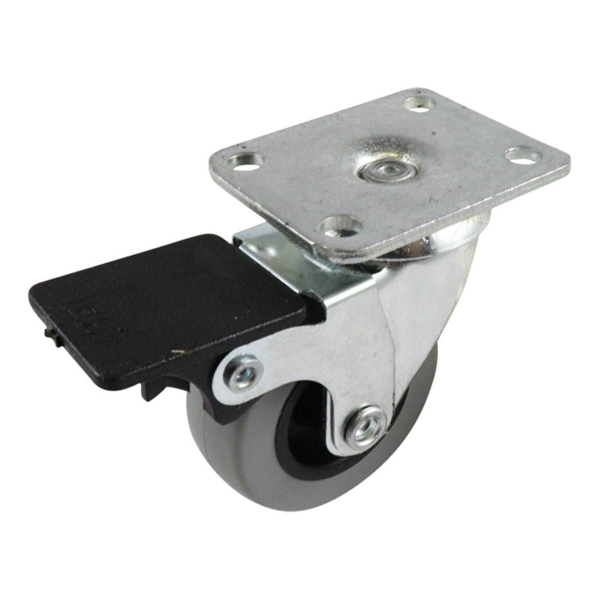 Swivel Plate Castor with Brake - Rubber Wheel, Grey G1 Series - AIMS Industrial Supplies