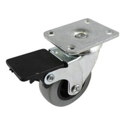 Swivel Plate Castor with Brake - Rubber Wheel, Grey G1 Series - AIMS Industrial Supplies