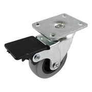 Swivel Plate Castor with Brake - Rubber Wheel, Grey G1 Series1