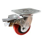 Swivel Plate Castor with Brake - Urethane Wheel, Red J3 Series1