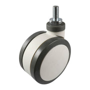 Swivel Stem Castor - Polyurethane Twin Wheel, White H6 Series - AIMS Industrial Supplies