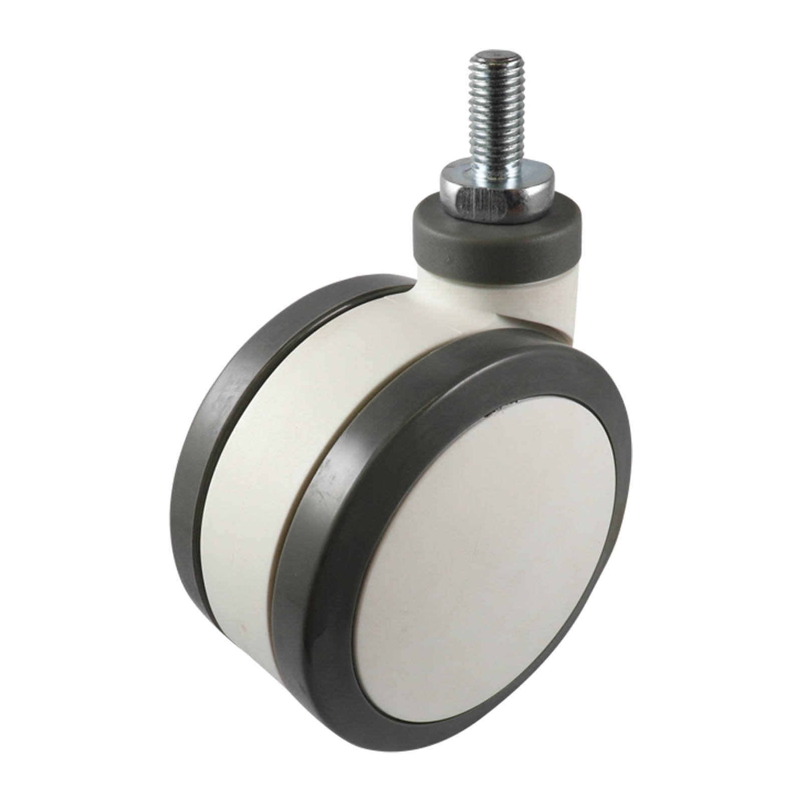 Swivel Stem Castor - Polyurethane Twin Wheel, White H6 Series1