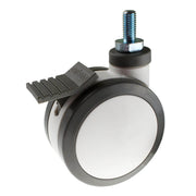 Swivel Stem Castor with Brake - Polyurethane Twin Wheel, White H61