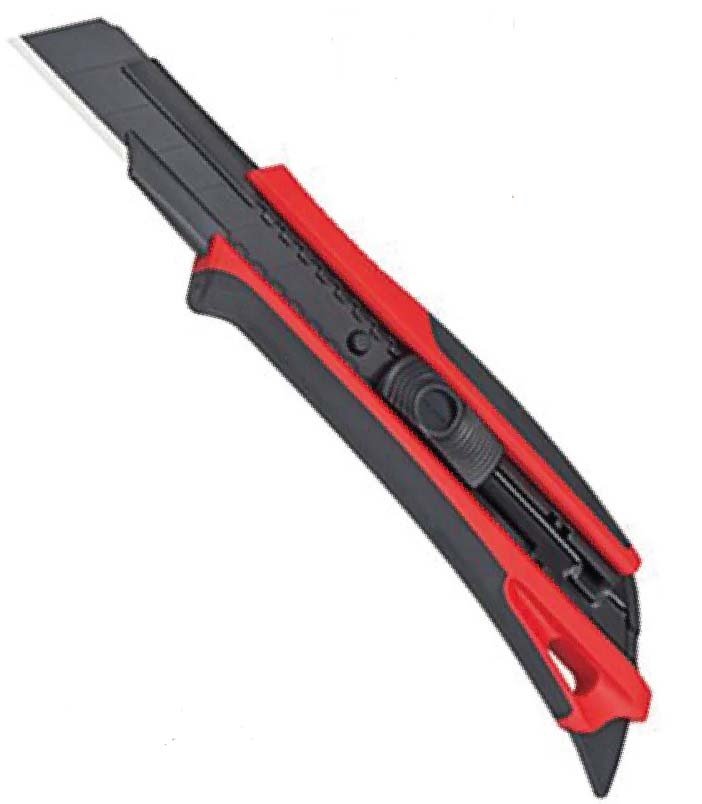 Tajima Utility Knife 25mm Auto - Lock W/ FIN Cutter & Comfort Grip - Red - AIMS Industrial Supplies