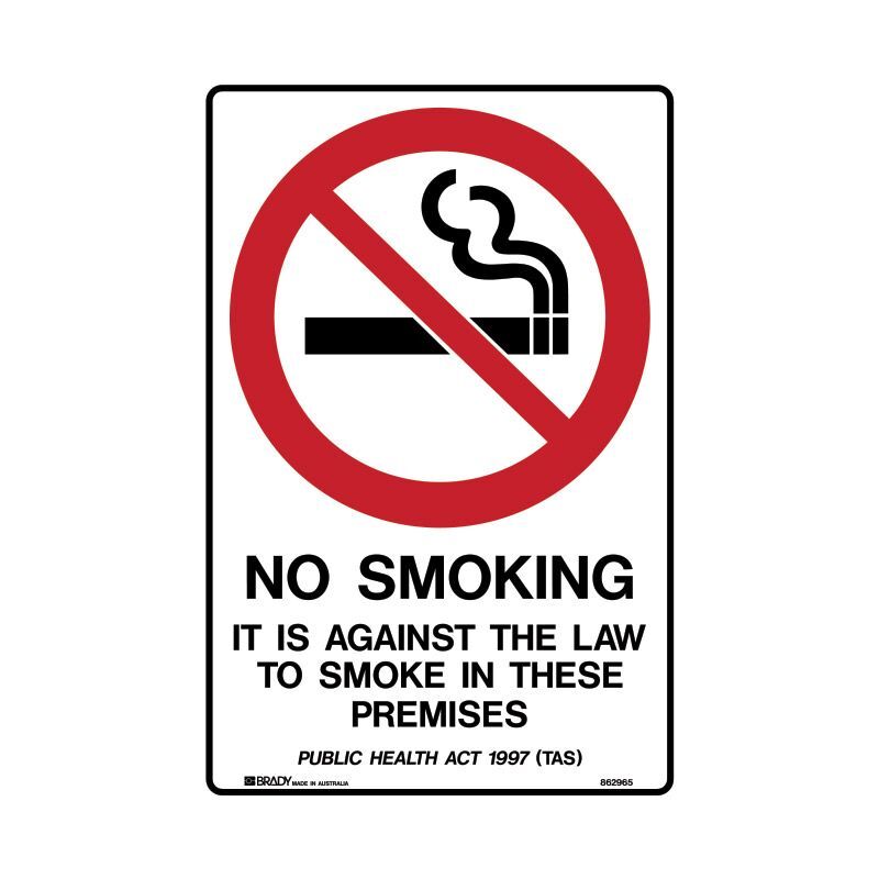 TAS - No Smoking It Is Against The Law To Smoke In This Premises 180 x 250mm Sticker