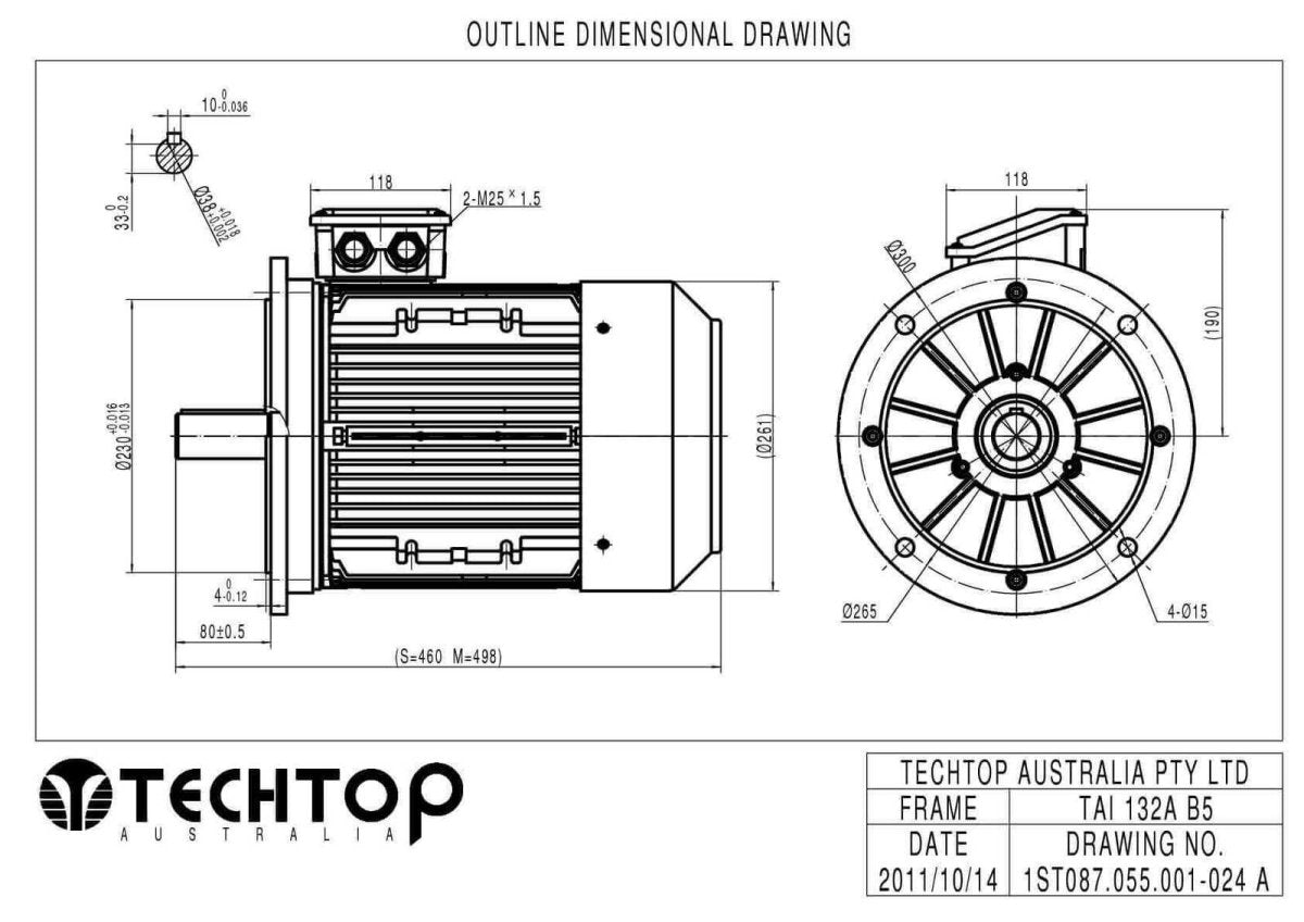 TechTop 415V Three Phase Aluminium Motor (TA4B0754TAI) - AIMS Industrial Supplies