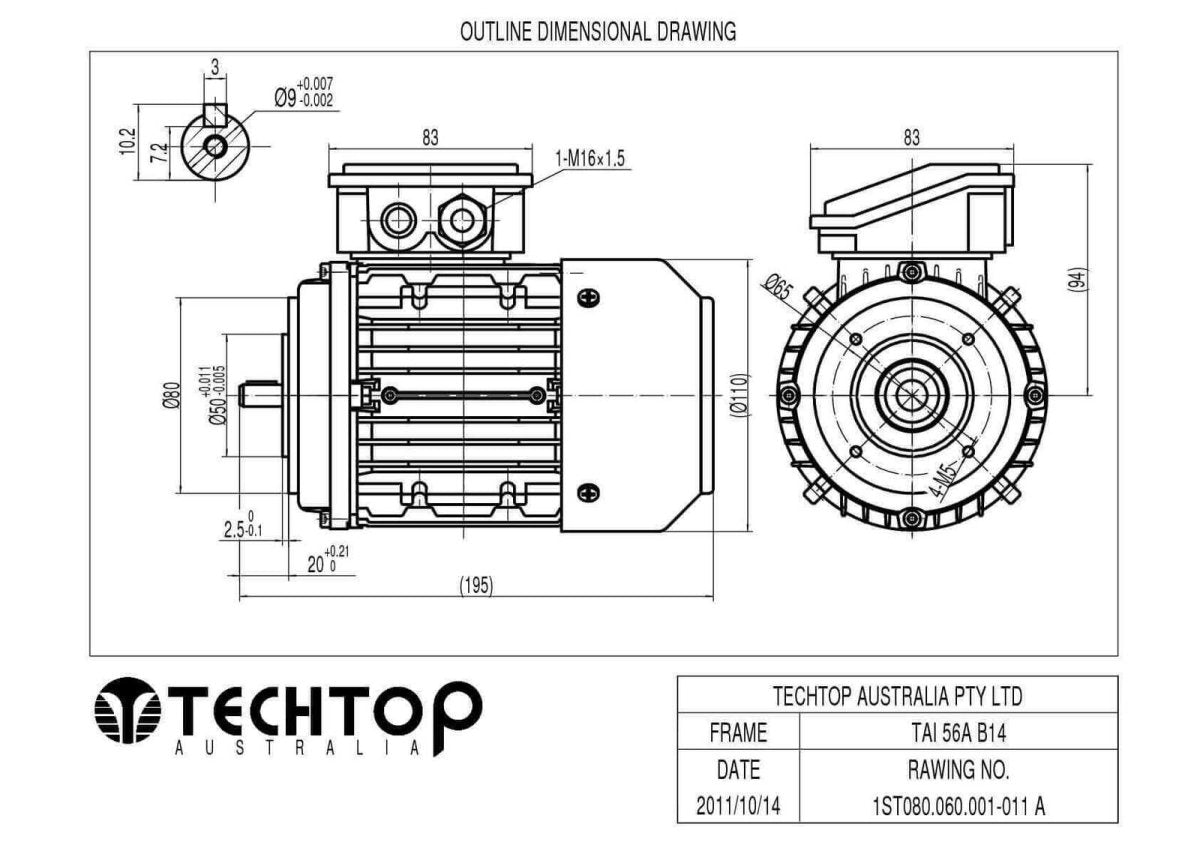 TechTop 415V Three Phase Aluminium Motors (TAI-BHR) - AIMS Industrial Supplies