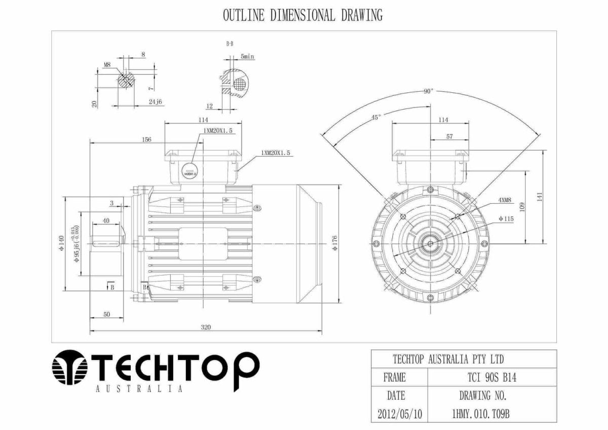 Techtop 415V Three Phase Cast Iron Motor (TCI) - AIMS Industrial Supplies