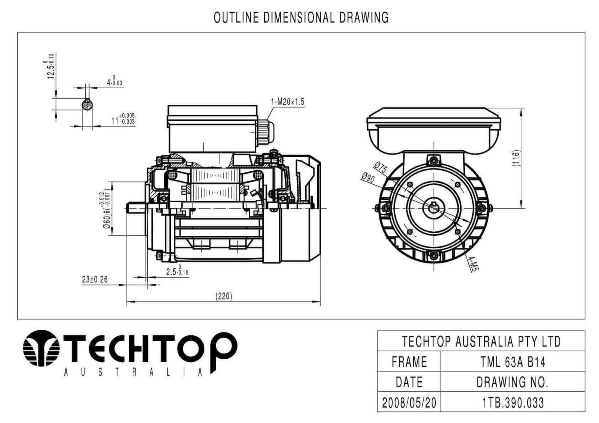 Techtop Single Phase Aluminium Motor (TML) - AIMS Industrial Supplies