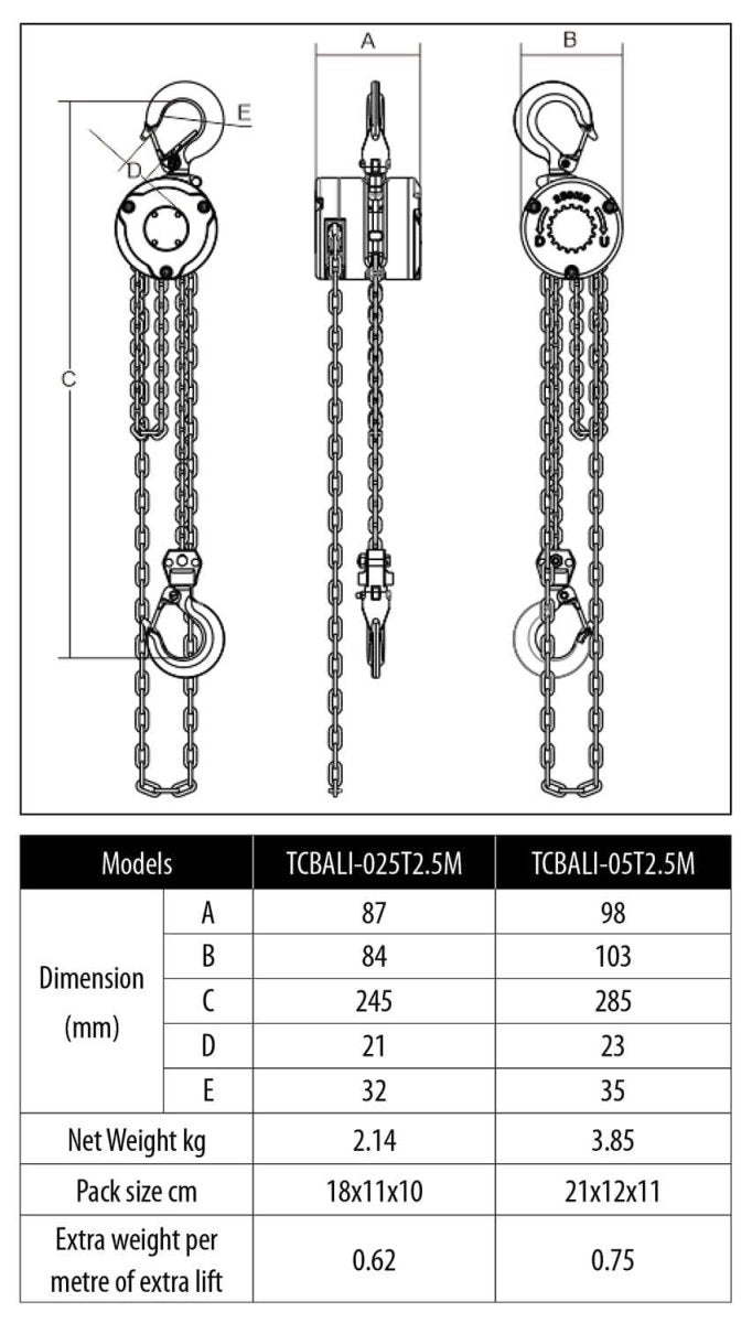Toho Chain Block Aluminium - AIMS Industrial Supplies