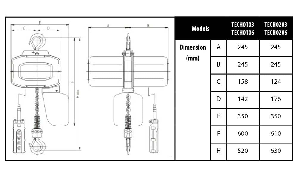 Toho Electric Chain Hoist Single Phase2