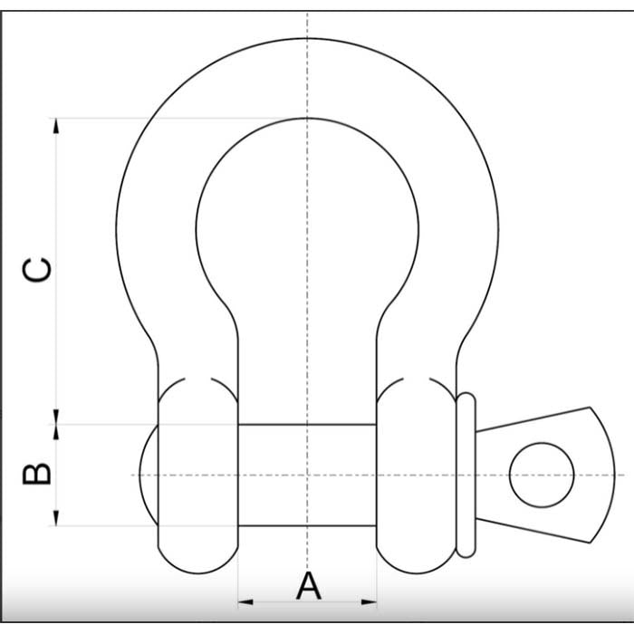Toho Yellow Screw Pin Bow Shackle Galvanised Grade S2
