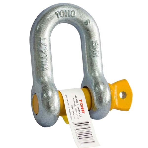 Toho Yellow Screw Pin Dee Shackle Galvanised Grade S 10mm 1Tonne