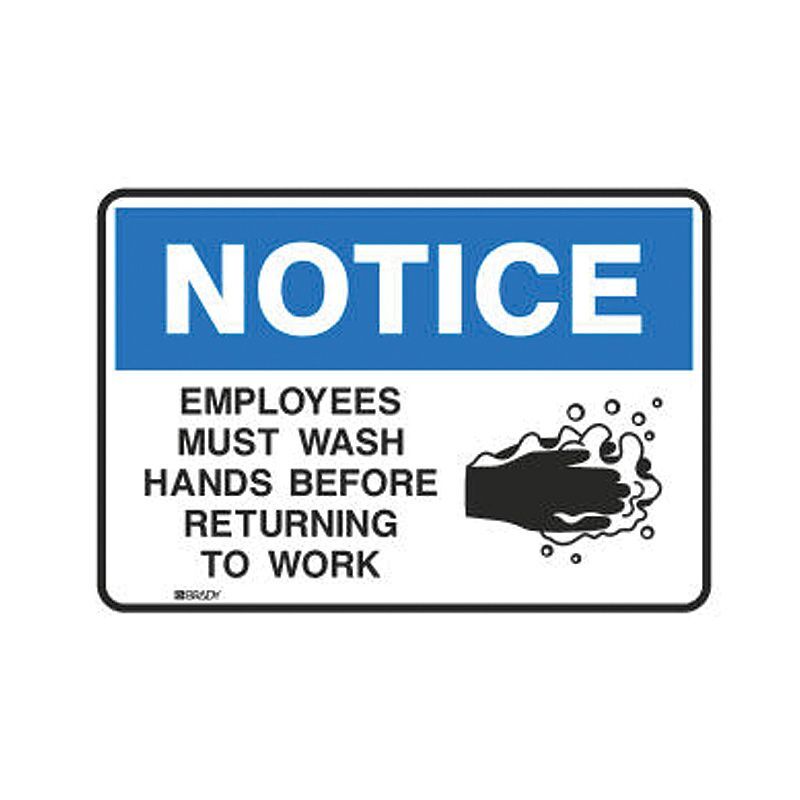 ToughWash Sign - Notice Employees Must Wash Hands Before Returning To Work 254 x 355.6mm
