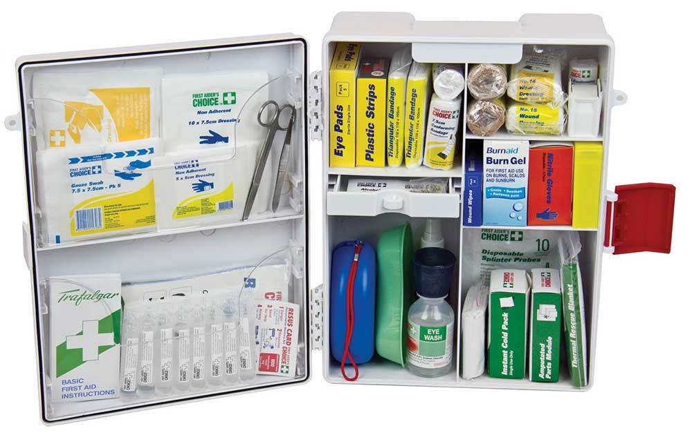 Trafalgar Wallmount ABS Plastic National Workplace First Aid Kit - AIMS Industrial Supplies