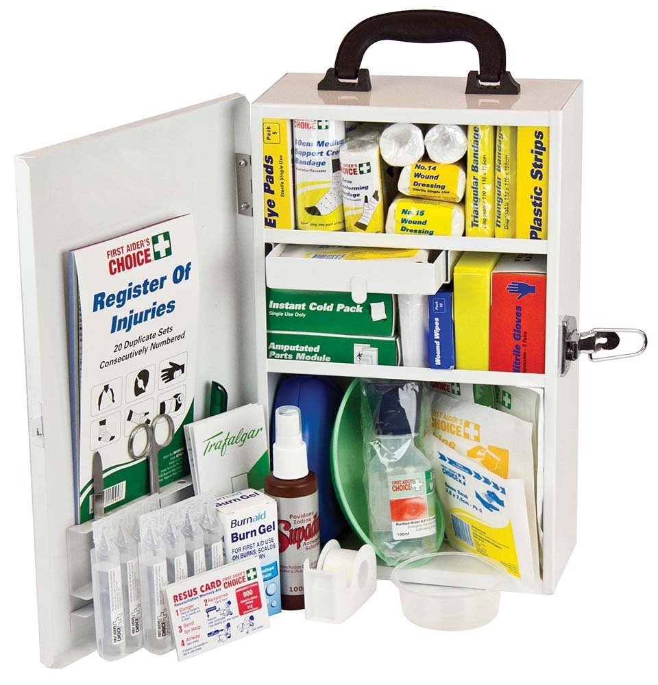 Trafalgar Wallmount Metal National Workplace First Aid Kit - AIMS Industrial Supplies