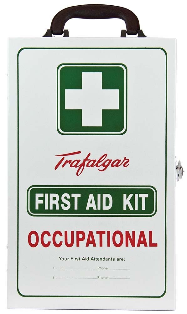 Trafalgar Wallmount Metal National Workplace First Aid Kit - AIMS Industrial Supplies