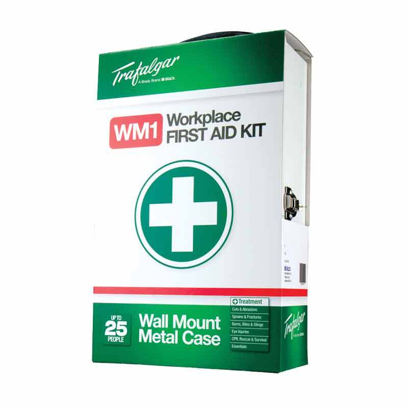 Trafalgar WM1 Workplace First Aid Kit Metal Case Wall Mount - AIMS Industrial Supplies