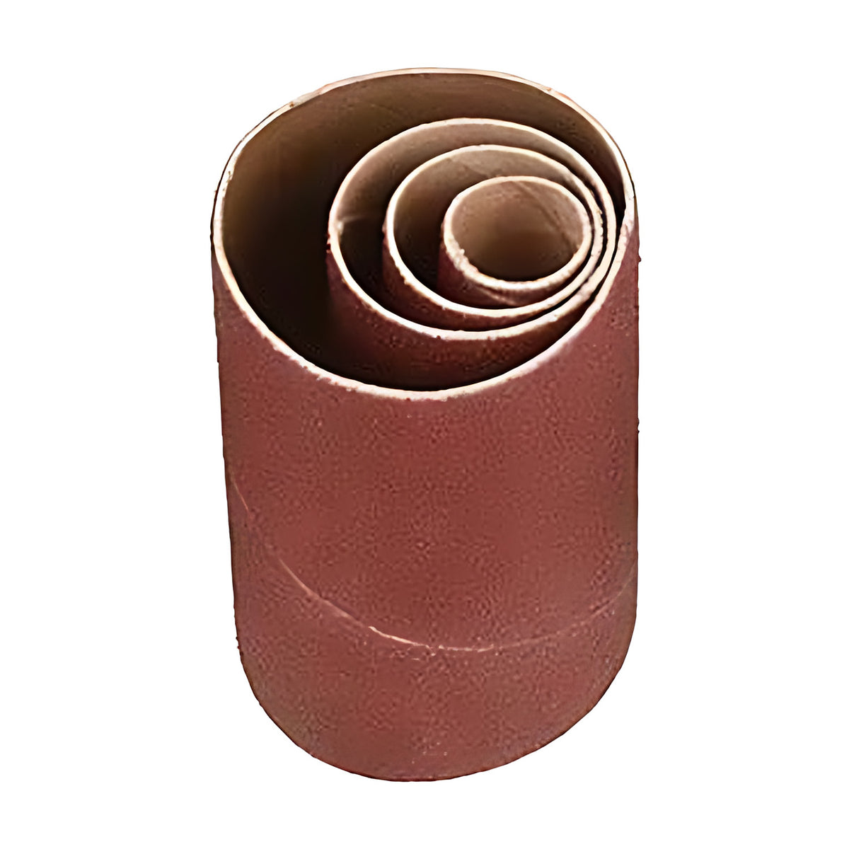 Trax 1" sanding drum, nested brown abrasive sleeves on white background