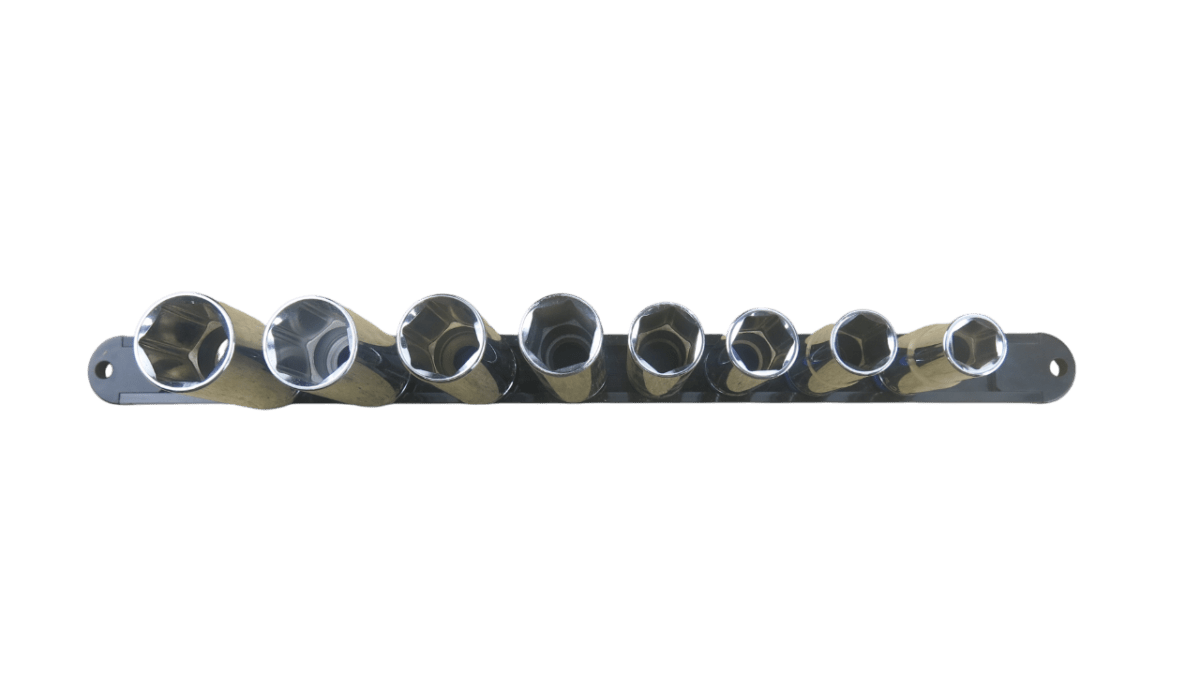 Trax 1/2" Dr 6Pt SAE Deep Socket Rail, 8 pieces - ARX-SR129SL - AIMS Industrial Supplies