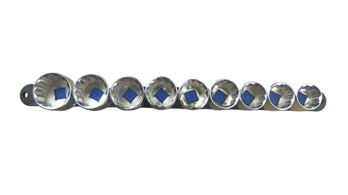 Trax 1/2"Dr 12Pt Large Metric Socket Rail, 9 pieces - ARX-SR129LM - AIMS Industrial Supplies