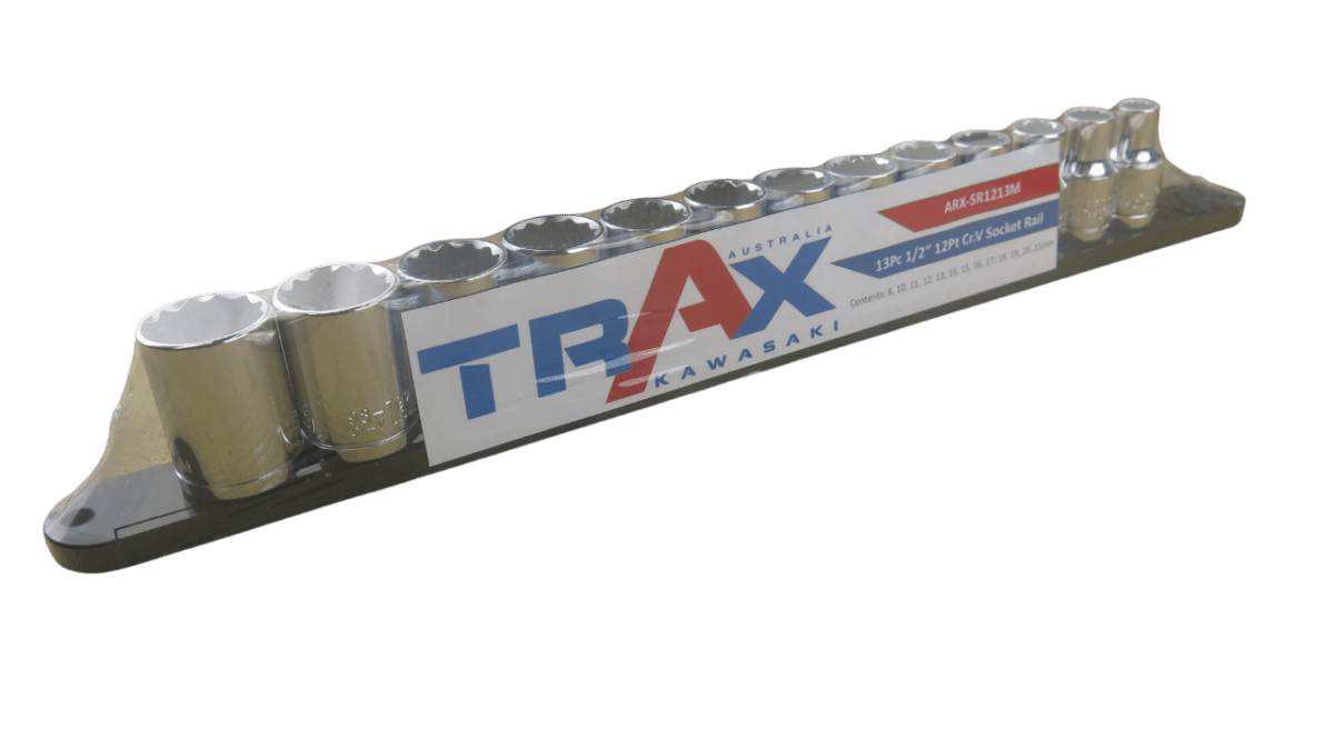 Trax 1/2"Dr 12Pt Metric Socket Rail, 13 pieces - ARX-SR1213M - AIMS Industrial Supplies
