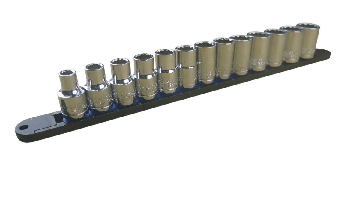 Trax 1/2"Dr 12Pt Metric Socket Rail, 13 pieces - ARX-SR1213M - AIMS Industrial Supplies
