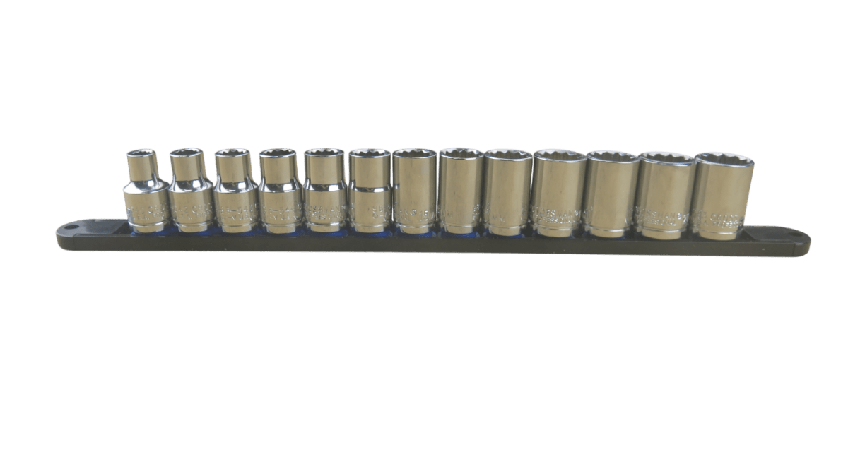 Trax 1/2"Dr 12Pt Metric Socket Rail, 13 pieces - ARX-SR1213M - AIMS Industrial Supplies