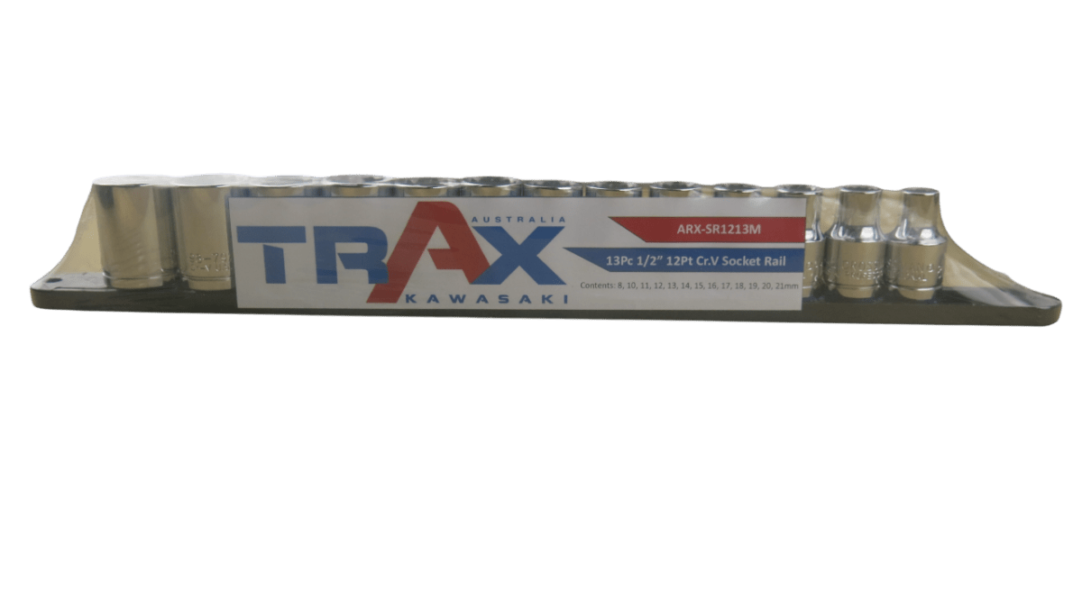 Trax 1/2"Dr 12Pt Metric Socket Rail, 13 pieces - ARX-SR1213M - AIMS Industrial Supplies