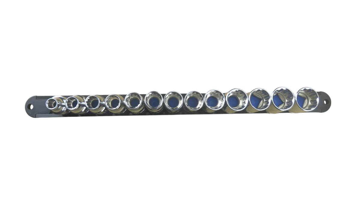 Trax 1/2"Dr 12Pt Metric Socket Rail, 13 pieces - ARX-SR1213M - AIMS Industrial Supplies