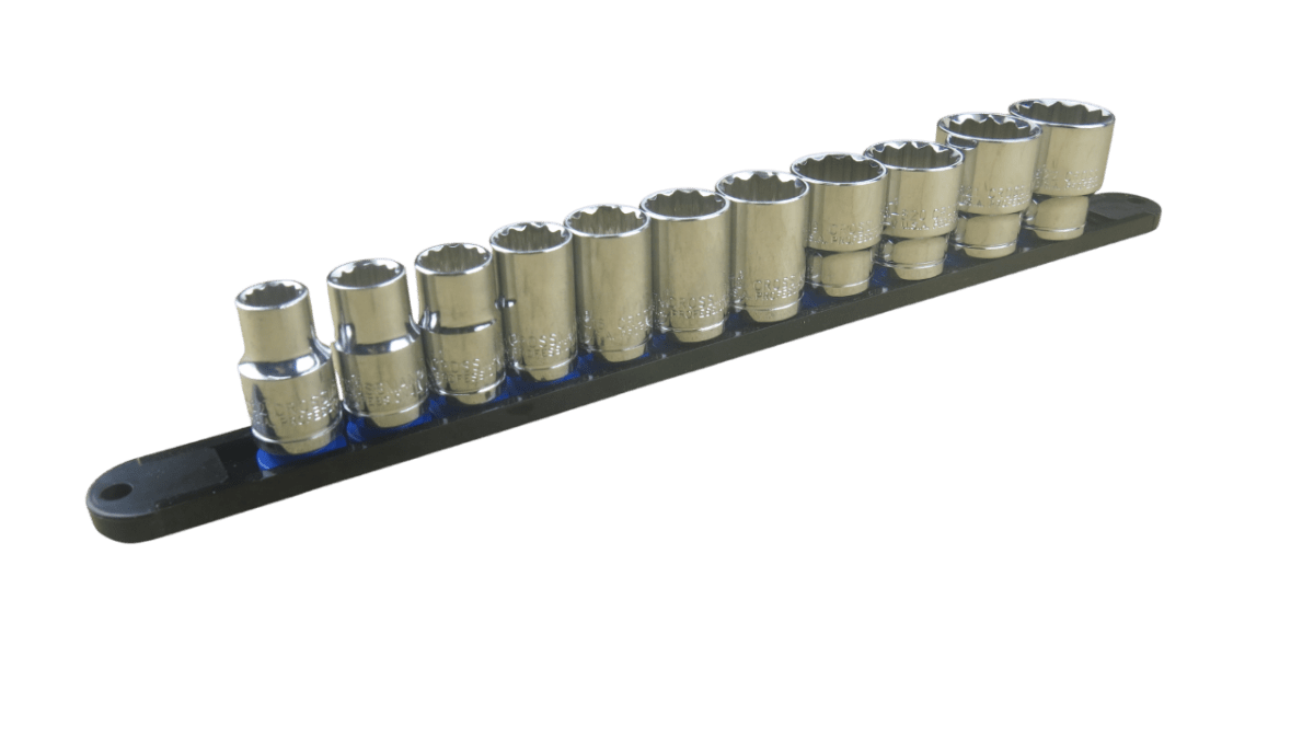 Trax 1/2"Dr 12Pt SAE Socket Rail, 11 pieces - ARX-SR1211S - AIMS Industrial Supplies