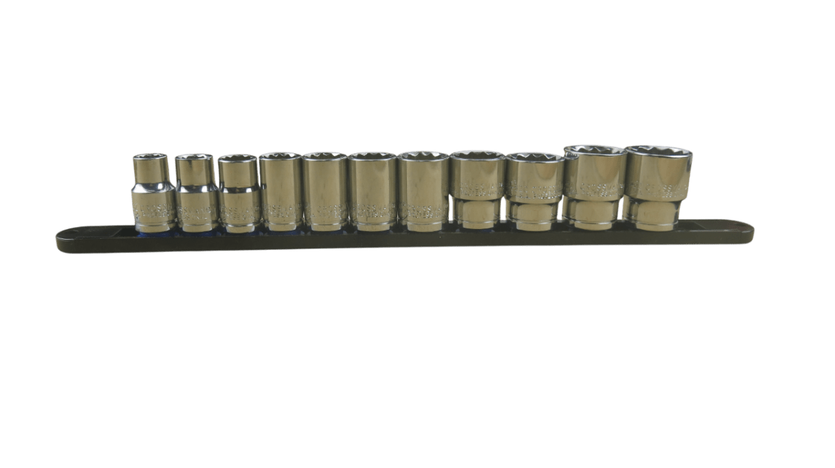 Trax 1/2"Dr 12Pt SAE Socket Rail, 11 pieces - ARX-SR1211S - AIMS Industrial Supplies