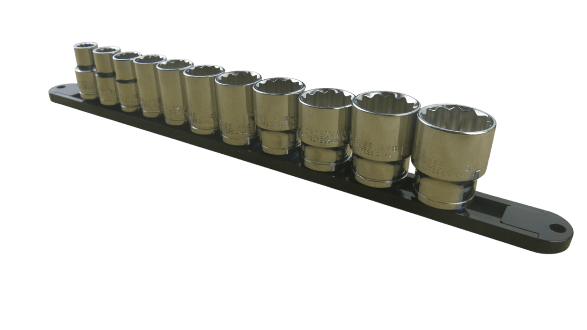 Trax 1/2"Dr 12Pt SAE Socket Rail, 11 pieces - ARX-SR1211S - AIMS Industrial Supplies