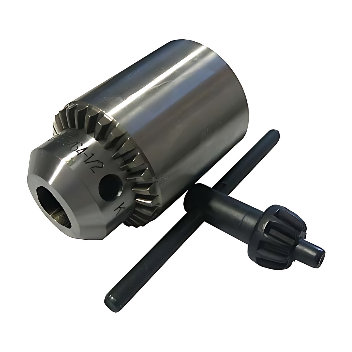 Trax 1/2" Japanese hybrid keyed chuck with chuck key, KPT-1/2KDC, on white background