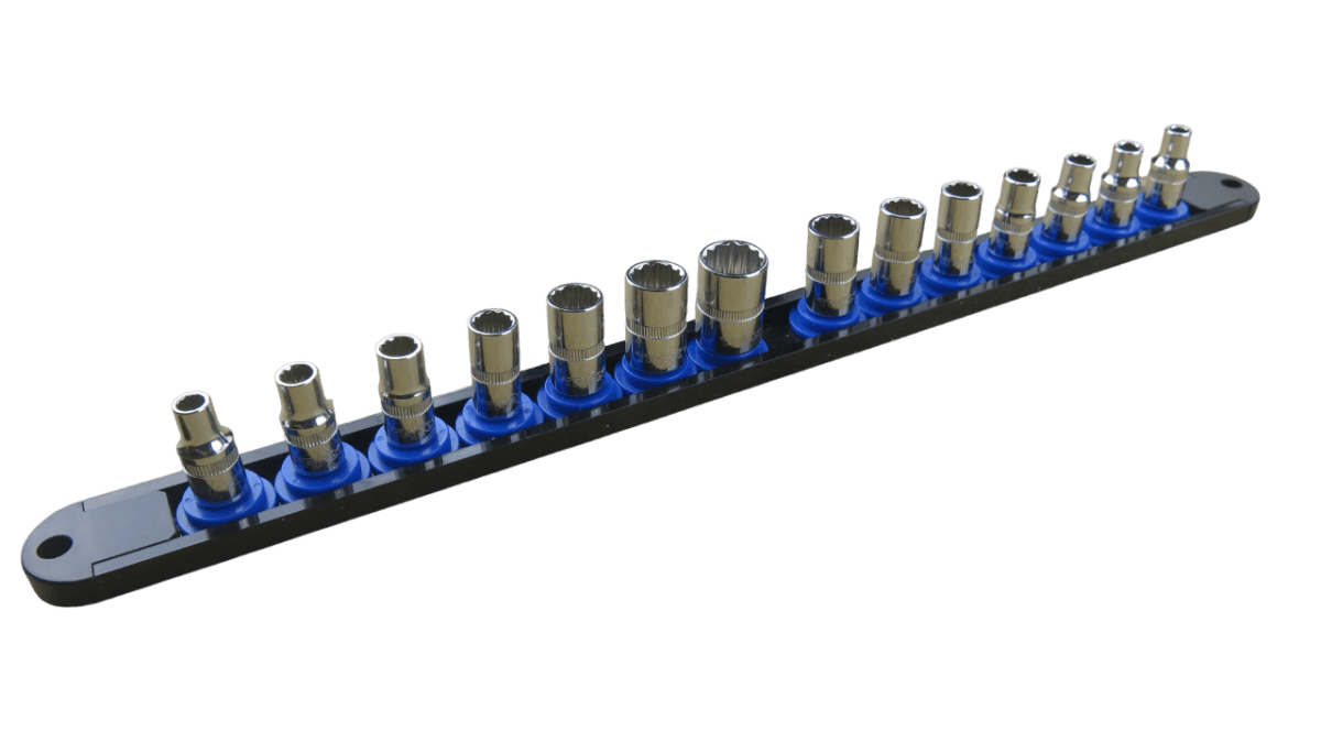 Trax 1/4"Dr Short 12Pt Cr.V MM/SAE Combo Rail, 14 pieces - ARX-SR1414C - AIMS Industrial Supplies