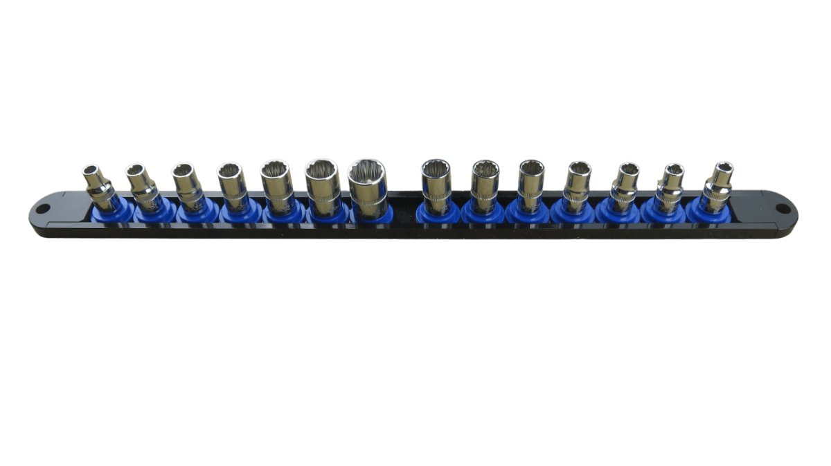 Trax 1/4"Dr Short 12Pt Cr.V MM/SAE Combo Rail, 14 pieces - ARX-SR1414C - AIMS Industrial Supplies