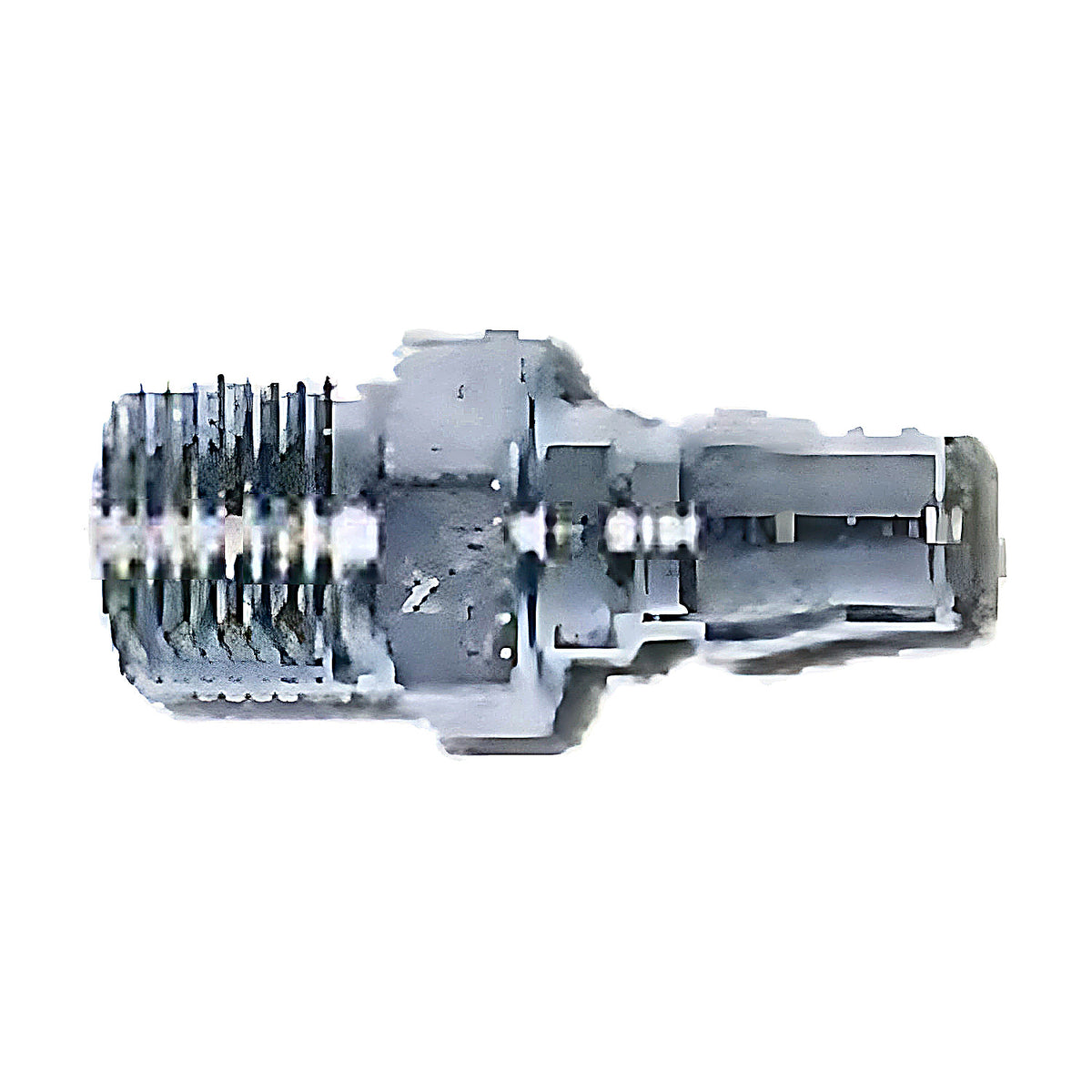 Trax 1/4" PT male air fitting, chrome coupler with threaded end, ARX-PM-20, on white background