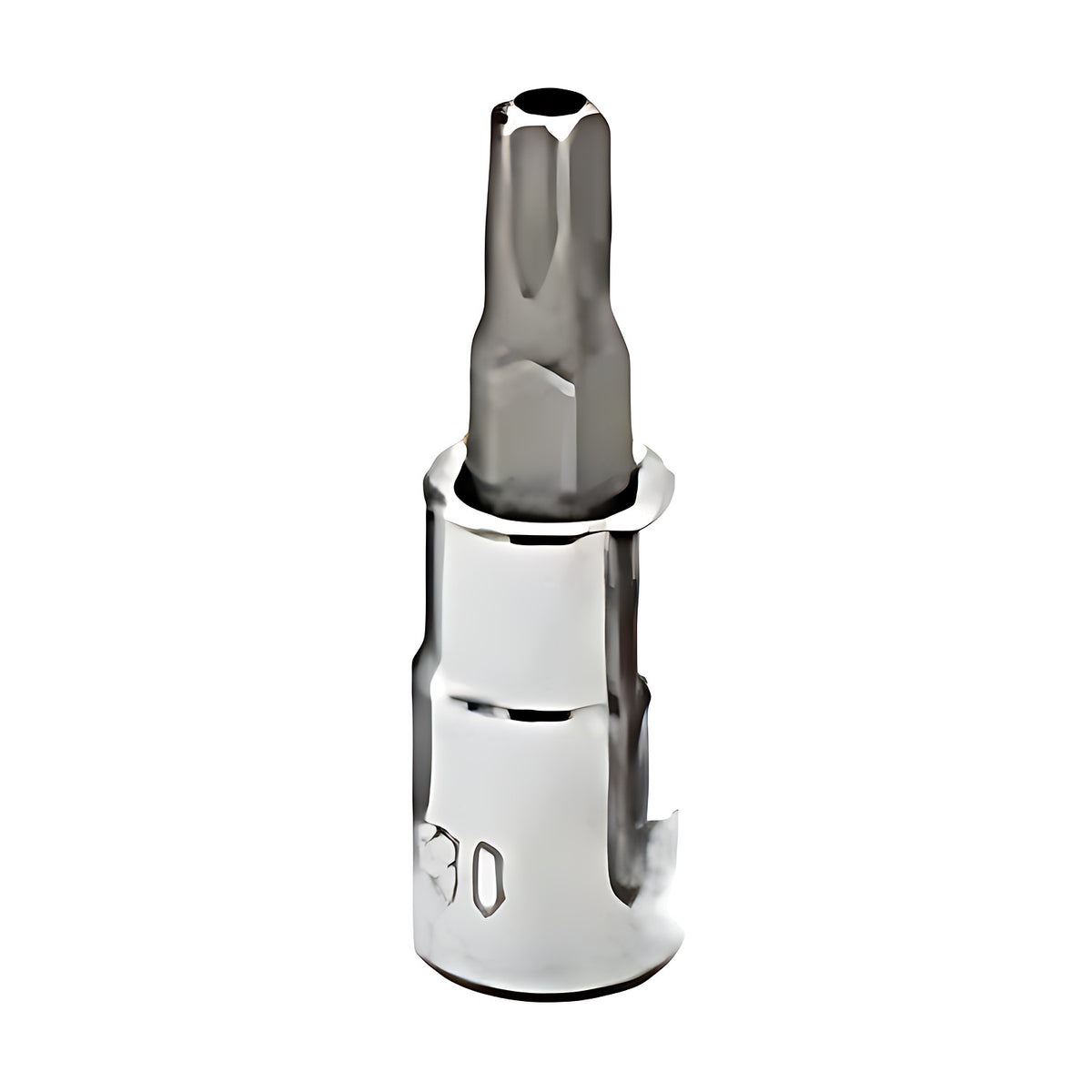 Trax 3/8" drive tamper proof Torx socket bit, chrome socket marked T30, on white background