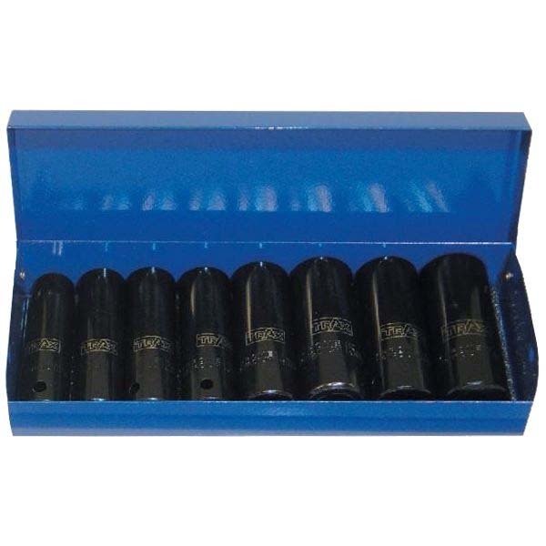 Trax AD-309S 3/8" Dr. Long Imperial Impact Socket Set, 8Pc Set - AIMS Industrial Supplies