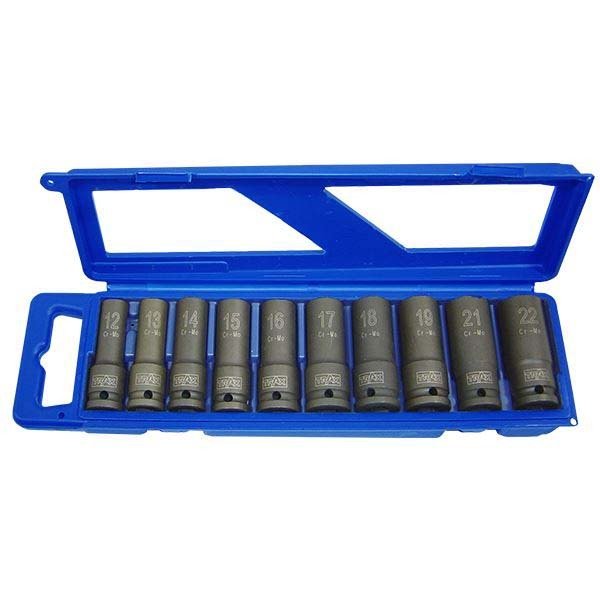 Trax AD - 4011MB 1/2" Drive Deep Metric Impact Socket Set, 10pcs - AIMS Industrial Supplies