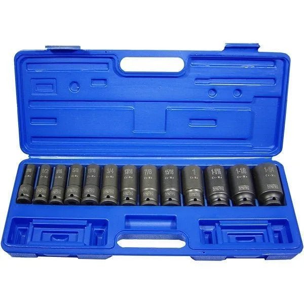 Trax AD-4014SB 1/2" Drive Deep Imperial Impact Socket Set, 13Pc Set - AIMS Industrial Supplies