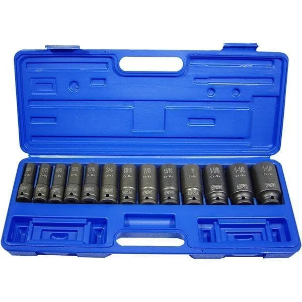 Trax AD-4014SB 1/2" Drive Deep Imperial Impact Socket Set, 13Pc Set1
