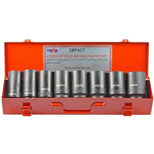 Trax AD-6009S 3/4" Drive 6PT Deep Imperial Impact Socket Set, 8Pc Set - AIMS Industrial Supplies